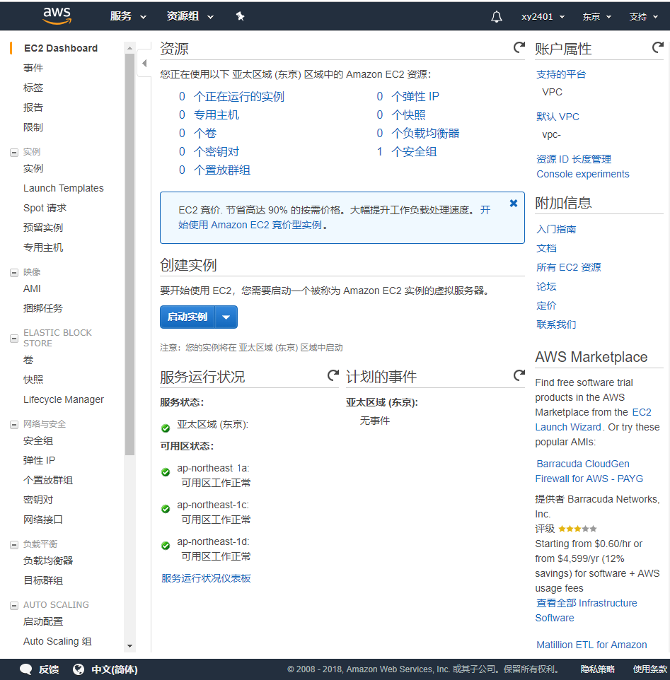 EC2 Dashboard