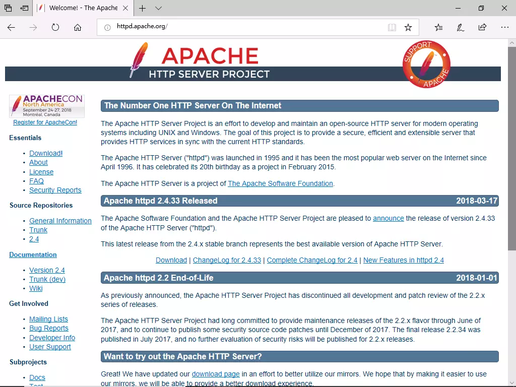 Apache 官网首页