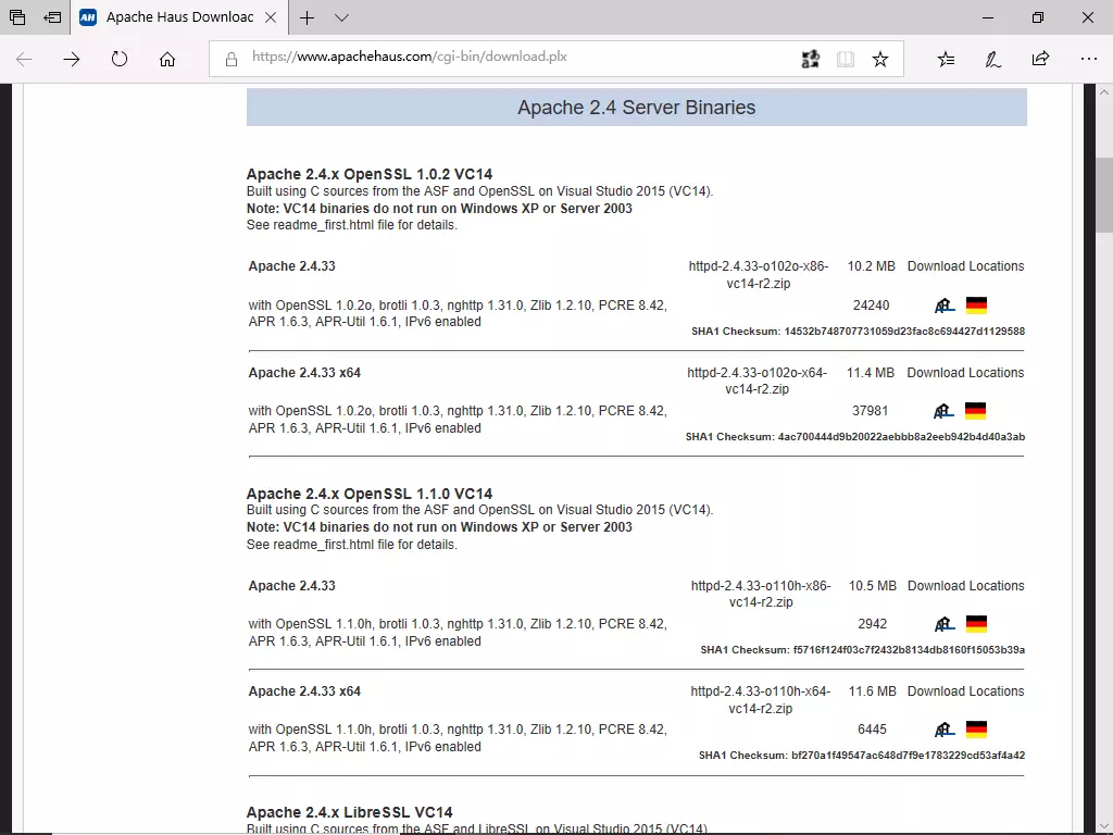选择 Apache 2.4 版本